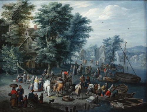Two animated towns - Carel Beschey (1706 - 1770) - 