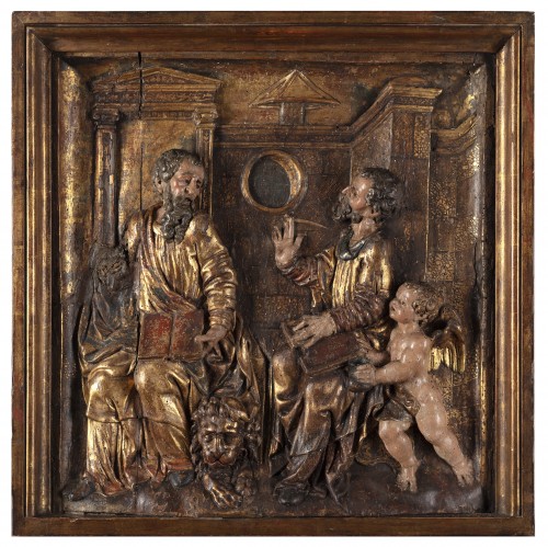 Mark and Matthew the Evangelists - Spanish School, 16th century - Sculpture Style 
