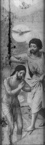 Tableaux et dessins Tableaux XVIe siècle - Saint Ildefonse et le baptême - Maître des demi-figures féminines