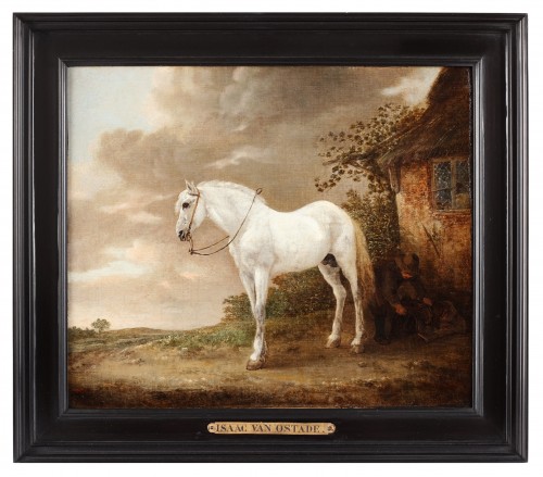 Isaac van Ostade (1621 - 1649) - A white horse waiting to be saddled - 