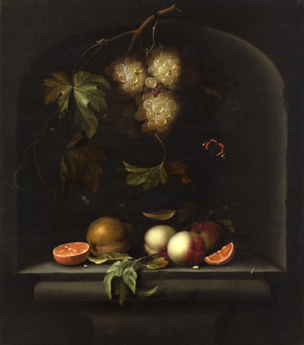 Johannes Borman  (1630 - 1670) - Still life with fruits on a stone ledge - Paintings & Drawings Style 