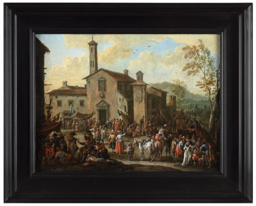 Tableaux et dessins Tableaux XVIIIe siècle - Fête foraine animée - Frans de Paula Ferg (1689-1740)