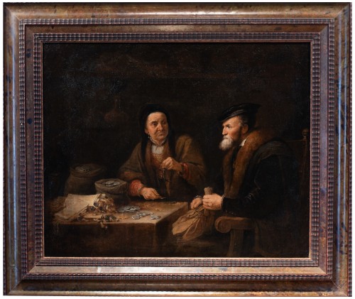 Tableaux et dessins Tableaux XVIIe siècle - Les changeurs - Attribué à Gérard Thomas (1662 - 1721)