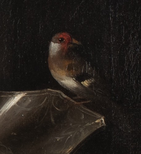 Nature morte avec une coupe en forme d'ancolie dorée et décorée - Attribuée au Pseudo - 
