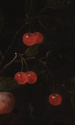 Antiquités - Nature morte avec une coupe en forme d'ancolie dorée et décorée - Attribuée au Pseudo