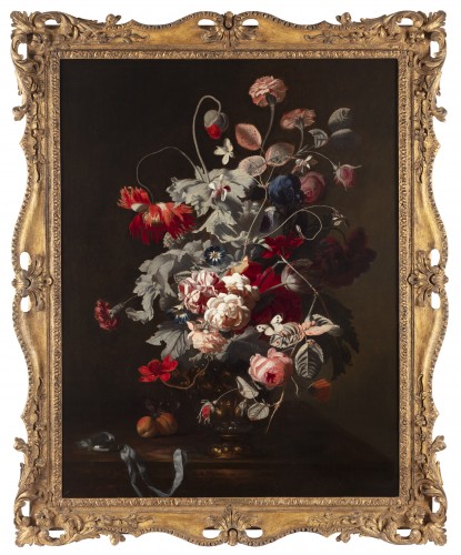 Tableaux et dessins  - Une nature morte avec des fleurs et une montre de poche - Simon Pietersz. Verelst