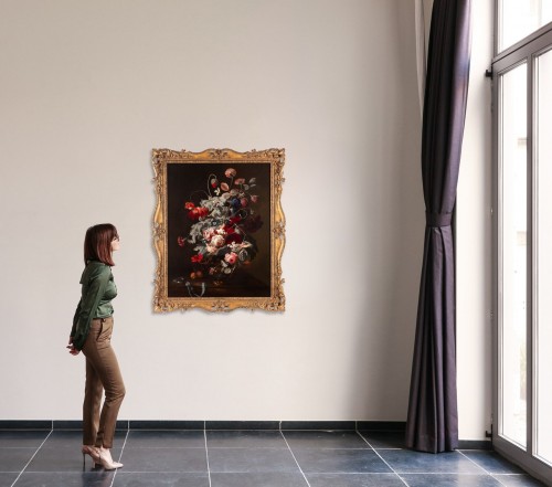 Une nature morte avec des fleurs et une montre de poche - Simon Pietersz. Verelst - 