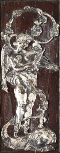XVIIe siècle - Vitrine ornée de ferronnerie d'art et dotée de deux portes peintes - École d'Anvers,