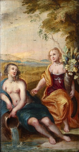  - Vitrine ornée de ferronnerie d'art et dotée de deux portes peintes - École d'Anvers,