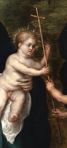Tableaux et dessins Tableaux XVIIe siècle - La Sainte Famille et Jean-Baptiste - Jan van Balen (1611-1654)