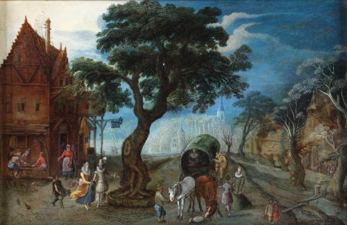 Tableaux et dessins Tableaux XVIIe siècle - Scene de village -Christoffel van Den Berghe (1590-1642)