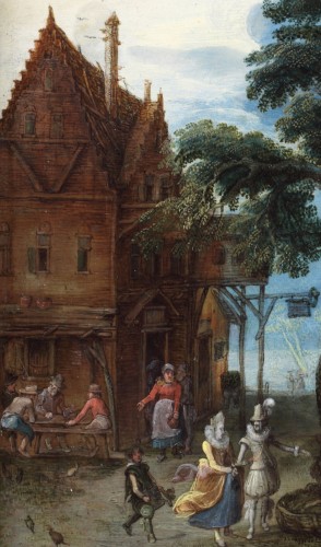 XVIIe siècle - Scene de village -Christoffel van Den Berghe (1590-1642)