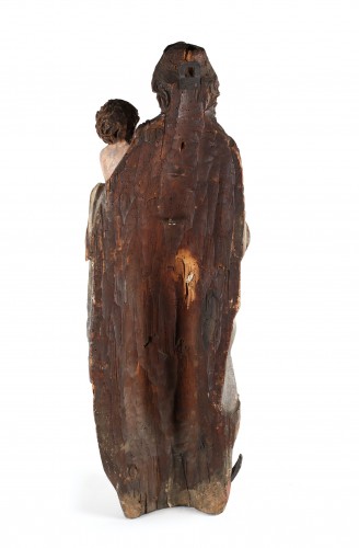 Sculpture Sculpture en Bois - Un groupe représentant la Vierge et l'Enfant