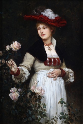  - Portrait of a lady with flowers by Eduard Niczky (1850-1919)