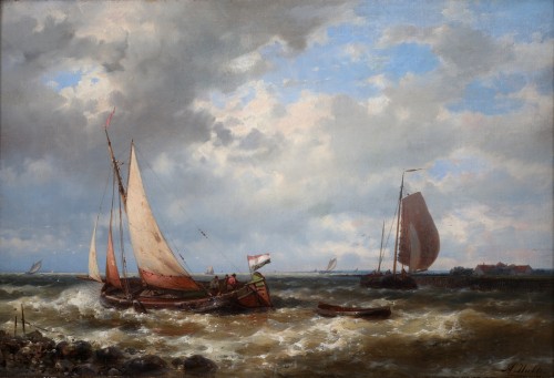 Ships near the coast by Abraham Hulk senior  (1813-1897)