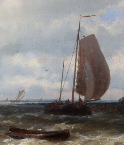 XIXe siècle - Navires près de la côte par Abraham Hulk senior (1813-1897)
