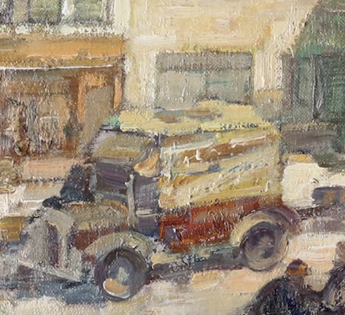 Alfons de Cuyper (1887-1950) - Marché sur le Vrijdagsmarkt à Gand avec 'Het Toreken', sur la gauche - Jan Muller