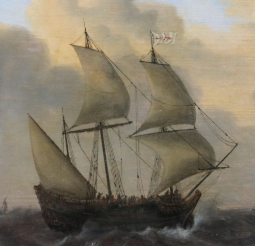 Navires anglais dans les eaux agitées - Jacob Adriaensz. Bellevois (1621 - 1676 ) - 