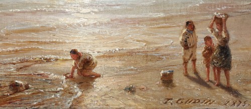 Pêcheurs sur la plage - Théodore Gudin (1802-1880) - 