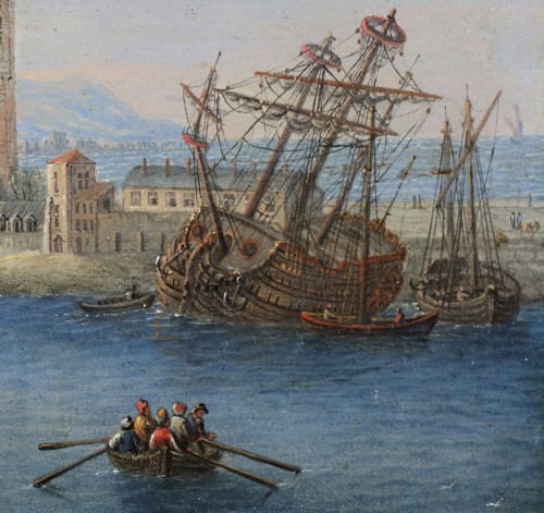 Vue animée du port méditerranéen - Carlo Grevenbroeck (1680-1757) - 
