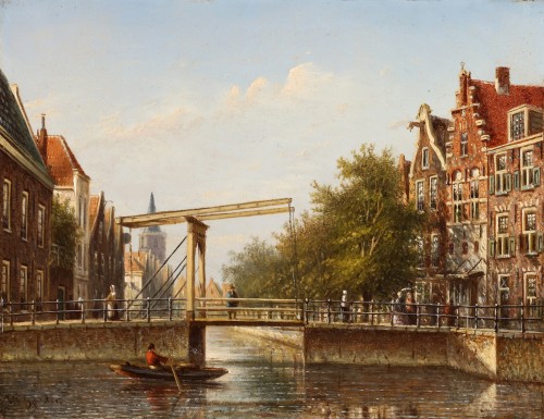 Tableaux et dessins Tableaux XIXe siècle - Deux vues de la ville d'Amsterdam - Johannes Franciscus Spohler (1853-1923)