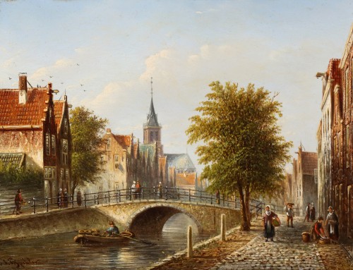 Deux vues de la ville d'Amsterdam - Johannes Franciscus Spohler (1853-1923) - Jan Muller