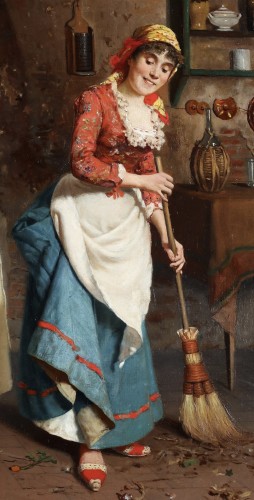 19th century - A curious monk &amp; a young maiden - Luigi Da Costa