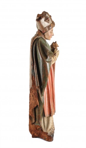 Sculpture  - An abbot - Carved and polychromed wood circa 1480 
