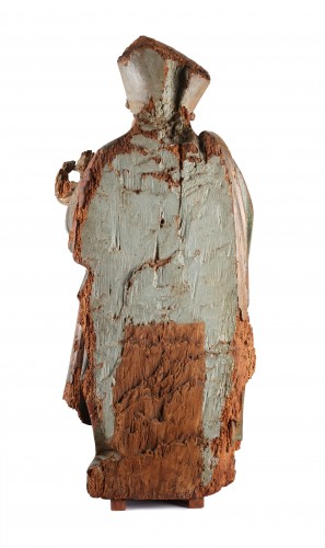 An abbot - Carved and polychromed wood circa 1480  - 