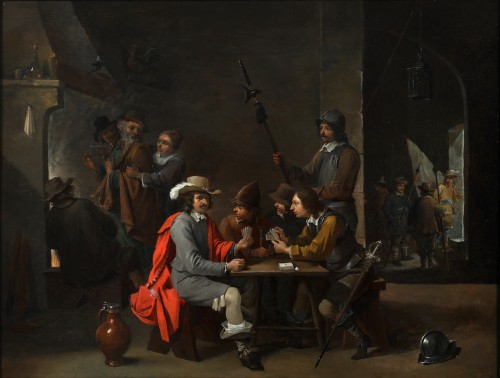 Des soldats jouant aux cartes et l'arrestation de Saint-Pierre - Mattheus van Helmont - Tableaux et dessins Style 