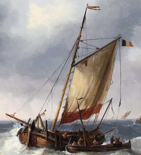 Navires près du rivage - Charles-Louis Verboeckhoven (1802-1889) - 