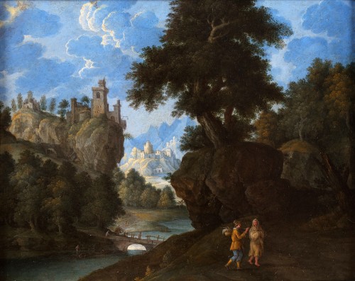 Travellers in a mountainous landscape - Marten Rijckaert (1587 - 1631)  - Paintings & Drawings Style 