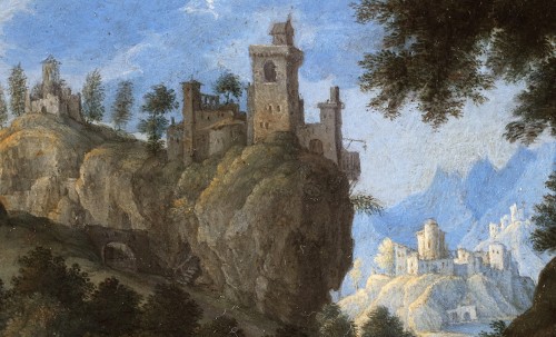 Paintings & Drawings  - Travellers in a mountainous landscape - Marten Rijckaert (1587 - 1631) 