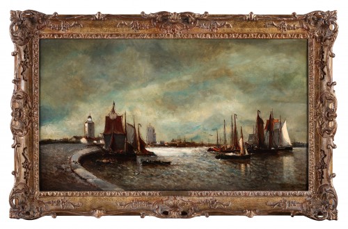 Paintings & Drawings  - The harbour of Dunkirk - Auguste Musin (1852-1923) 