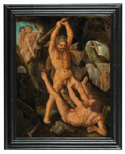 Hercule tuant Cacus d'un coup de massue - École de Haarlem fin 16e siècle - Jan Muller