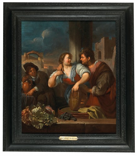 A man stepping too close to a maid - Jacob Toorenvliet (1640-1719)  - 