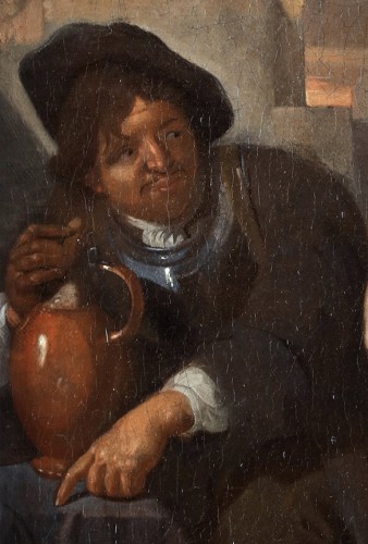  A man stepping too close to a maid - Jacob Toorenvliet (1640-1719)  - 