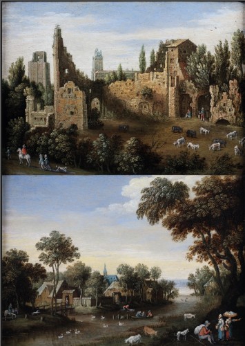 A landscape with ruins and village landscape - Marten Ryckaert (1587-1631)