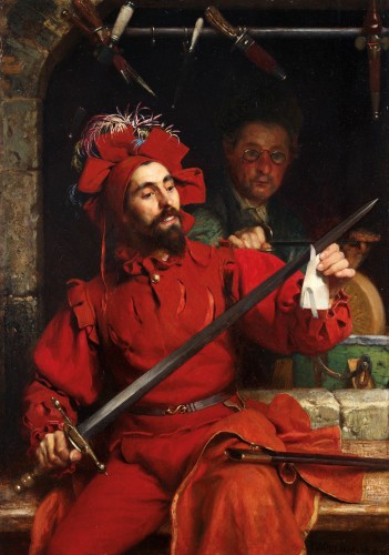 The swordsmith tending to his blade- Piet Van der Ouderaa (1841-1915)