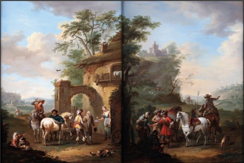 Scène avec fauconniers et chasseurs - August Querfurt (1696-1761)