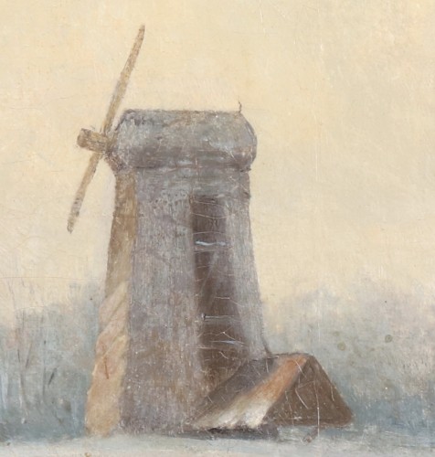 Antiquités - Un paysage d'hiver hollandais avec des patineurs sur la glace - Louis Smets (1840-189