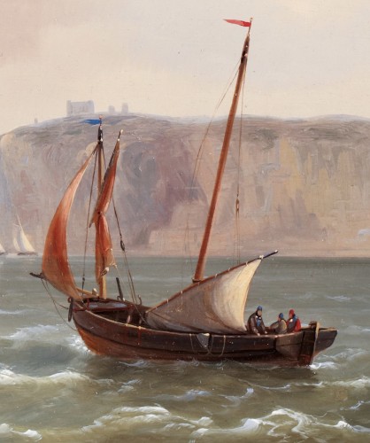 XIXe siècle - Navires en eau libre près de la côte - Louis Verboekchoven (1802-1889)