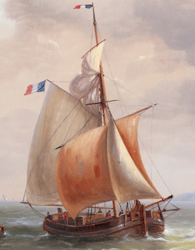 Navires en eau libre près de la côte - Louis Verboekchoven (1802-1889) - 
