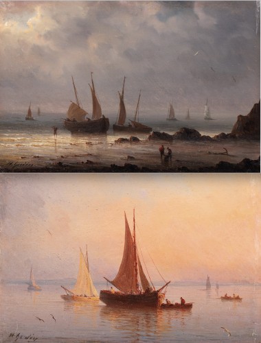 Navires le matin et à la tombée de la nuit - Henriette Gudin (1825-1892)