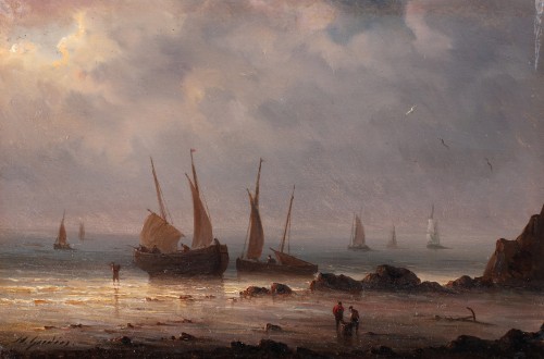 Paintings & Drawings  - Ships in the morning and during nightfall - Henriette Gudin (1825-1892)