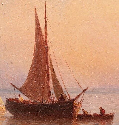 XIXe siècle - Navires le matin et à la tombée de la nuit - Henriette Gudin (1825-1892)