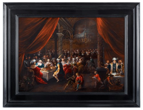 Tableaux et dessins Tableaux XVIIe siècle - Le Banquet d'Esther et d'Assuérus - Frans Francken II & atelier