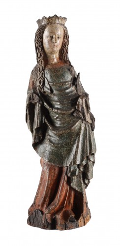 Vierge (à l'enfant manquant au poignet) - Française, XIVe siècle