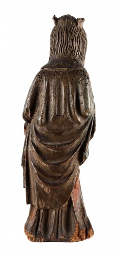 Vierge (à l'enfant manquant au poignet) - Française, XIVe siècle - Sculpture Style 