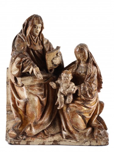 Groupe représentant la Vierge à l'Enfant avec sainte Anne - c. 1500 Bruxelles - Sculpture Style 